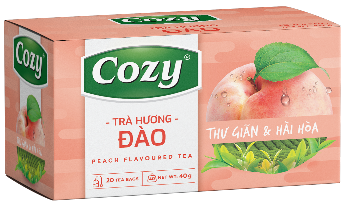 Cozy Černý čaj porcovaný s příchutí broskve 25×2 g (50 g)